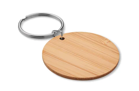 Round bamboo key ring