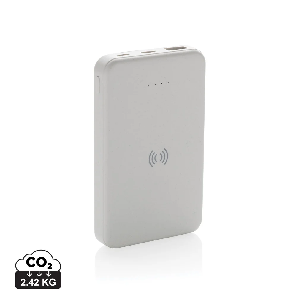 RCS-powerbank i återvunnen plast 5.000 mAh med 5W trådlös laddare