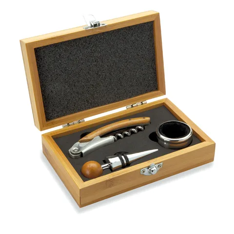 Wein-Set in Bambus-Box
