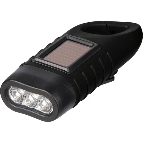 Solcellsdriven ficklampa med LED-lampa