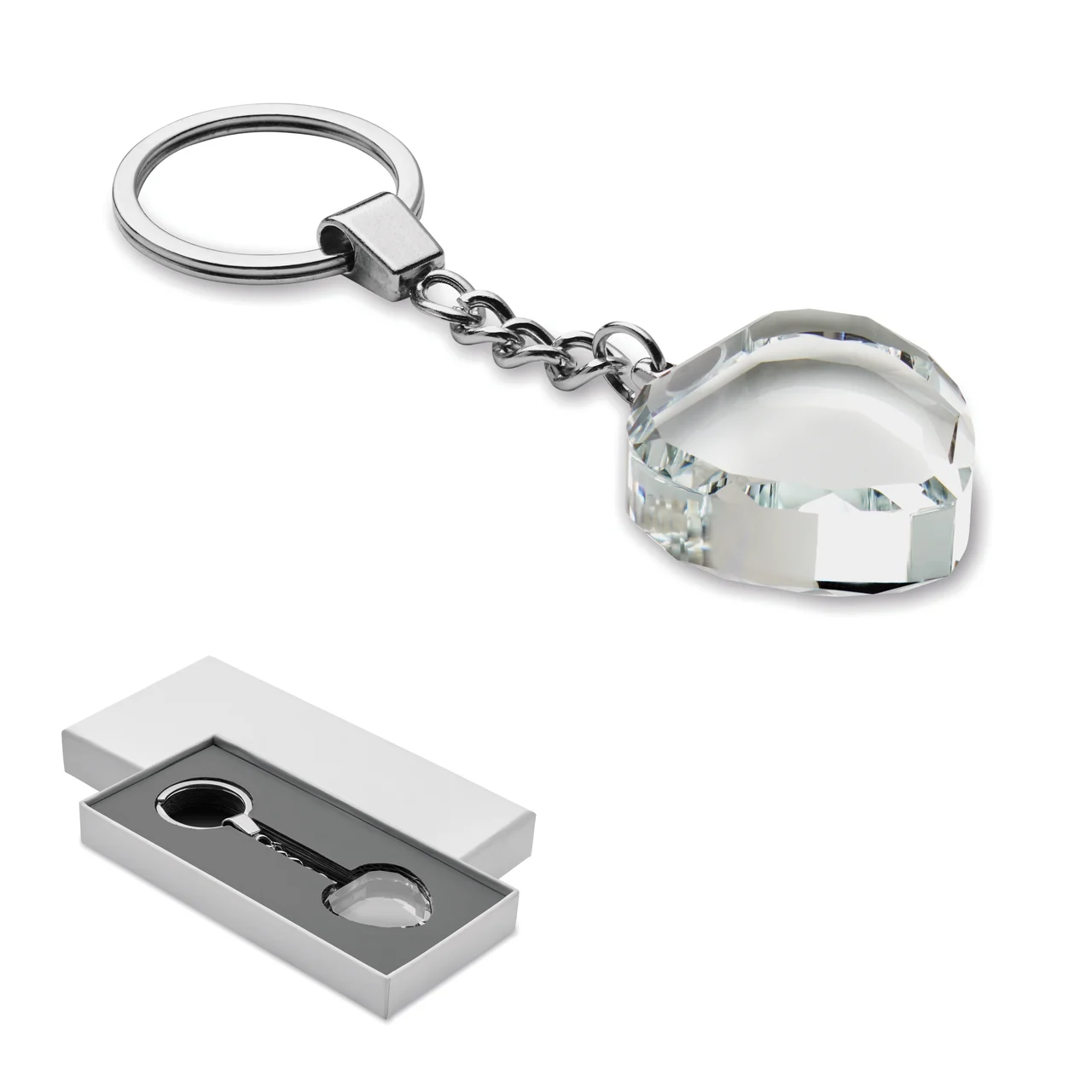 Glass heart award key ring