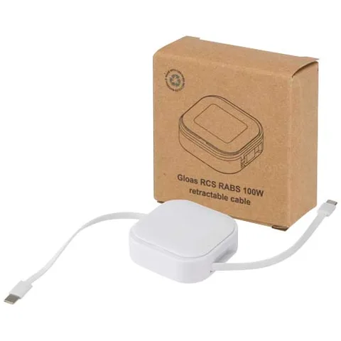 Gloas Aufrollbares 5 in 1 Kabel aus Recyclingmaterial mit Datensynchronisierung und 100 W Schnellladefunktion sowie Smartphone Toolkit