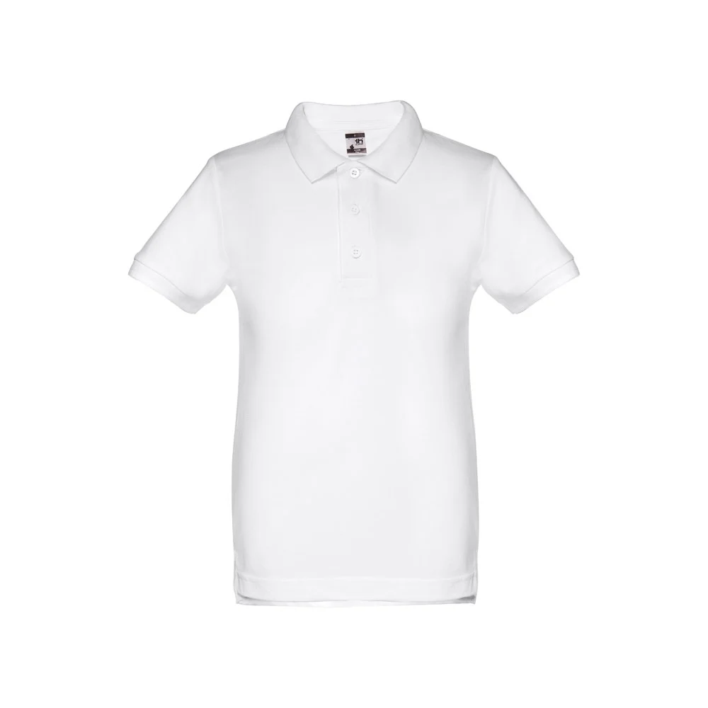 THC ADAM KIDS WH. Kortärmad pikétröja för barn (unisex). vit färg