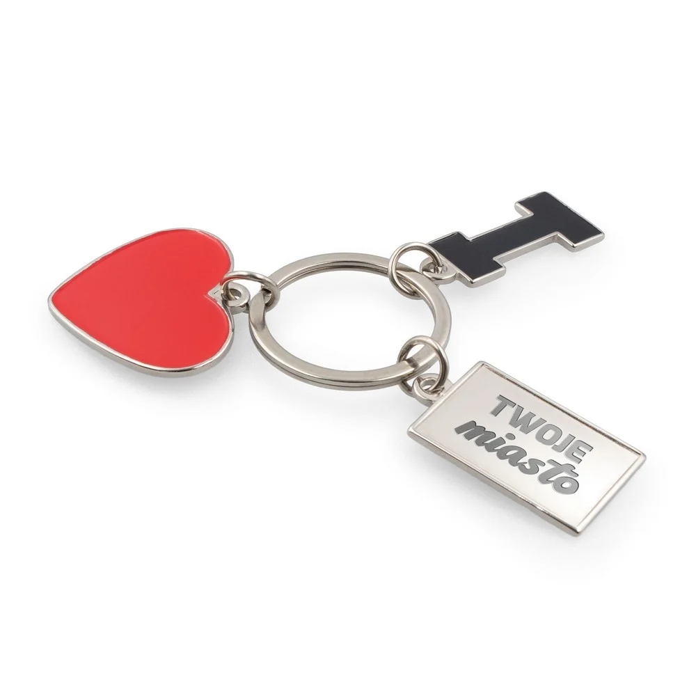 Hjärtformad nyckelring "I love ..." med metallplatta Lydus