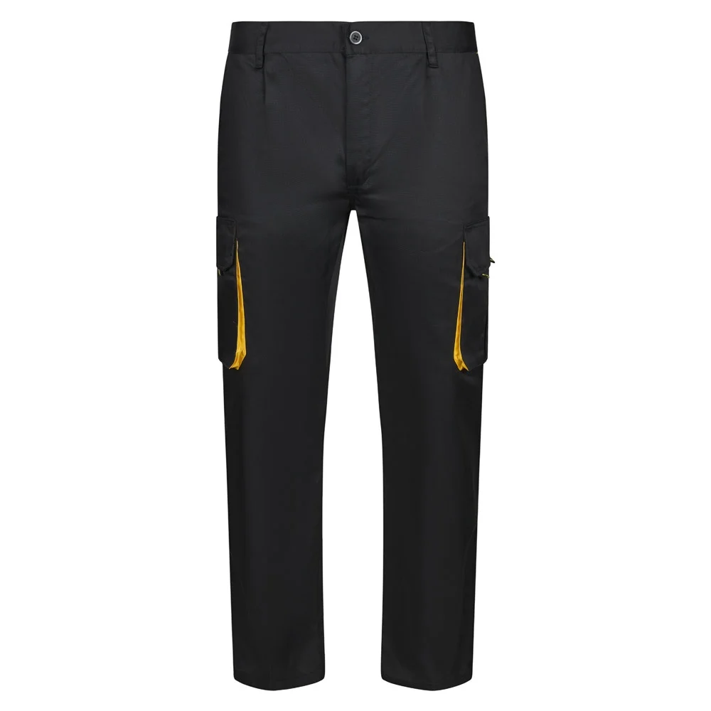 VL HYPNOS. Tvåfärgade byxor i twill med flera fickor (200g/m²), i bomull (35%) och polyester (65%)