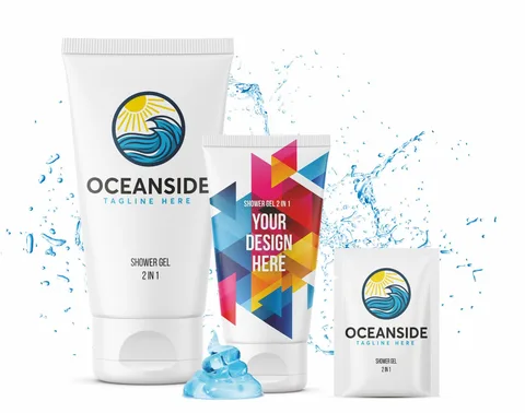 Shower gel with promotional print