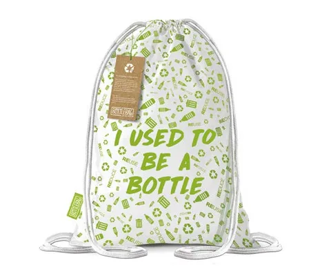 Bottlebag drawstring bag made of recycled PET-plastic