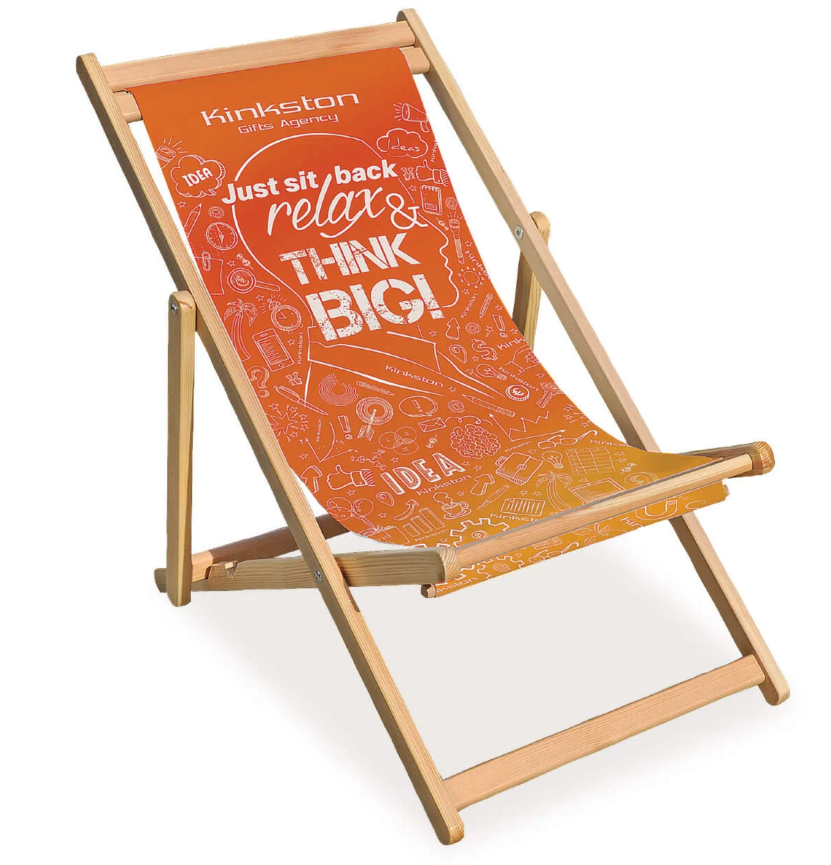 Wooden chair with printed seat