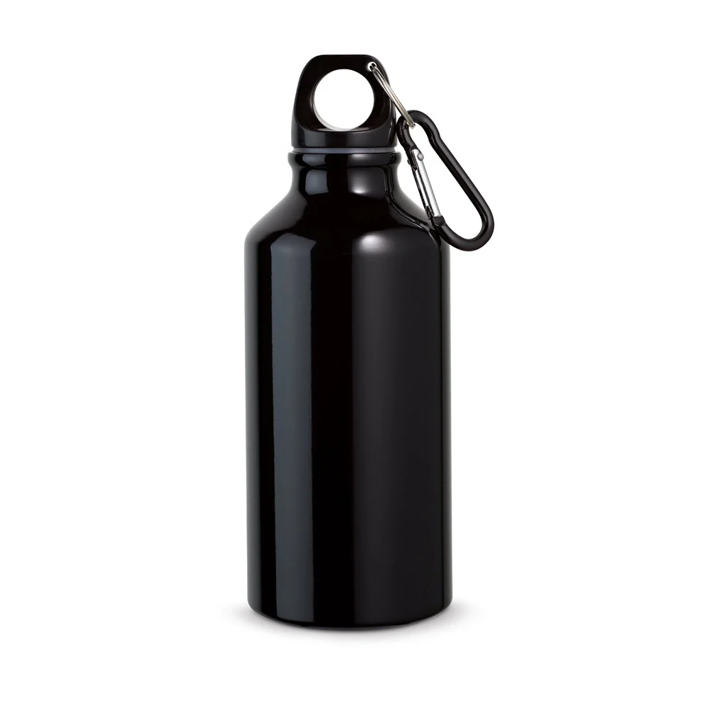 LANDSCAPE S. Sportflaska i aluminium med karbinhake 400 mL