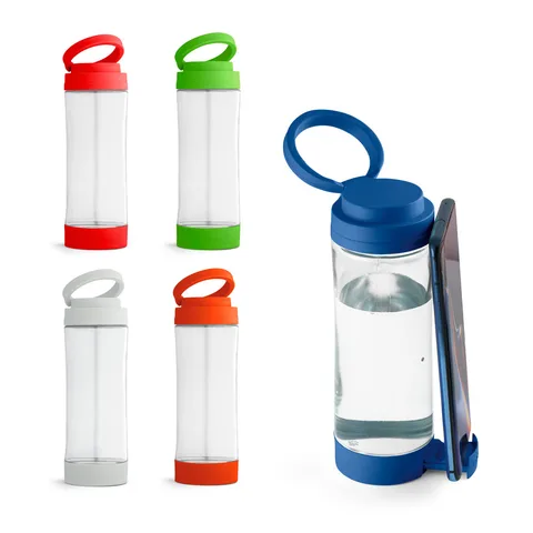QUINTANA. Glass sports bottle with PP cap 390 mL
