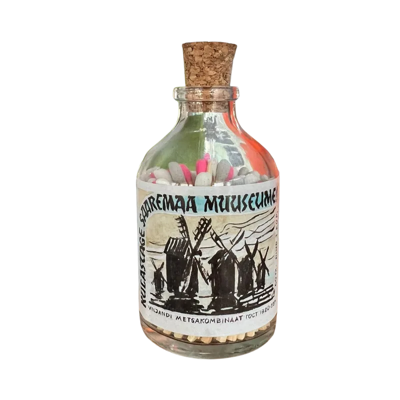 Streichhölzer mit Logo im Glasfläschchen | Einzigartiges Firmengeschenk für Saaremaa Museum